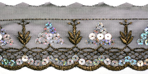  0058 черный Кружево с пайетками 65мм (упаковка 15 ярдов = 13,7 метра)  ТриКатушки