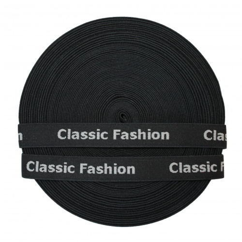  Резинка 77971 Ekoflex Тканная 25мм жаккард "Classic Fashioh" (25 м) цв.черн/сер  ТриКатушки