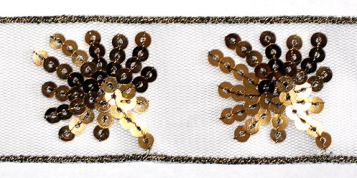  0046 золотой Кружево с пайетками 40мм (упаковка 15 ярдов = 13,7 метра)  ТриКатушки