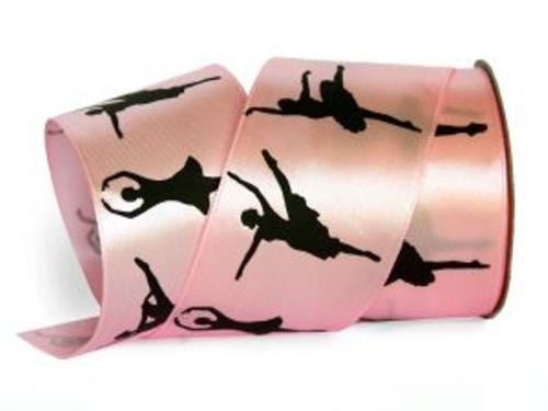  UT001-50-3053-black Лента атласная с рисунком 50мм (рулон 20 ярдов = 18 метров)  ТриКатушки