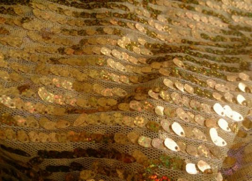  Ткань 5033 Сетка пайетки Галлограмма №501 золото  ТриКатушки