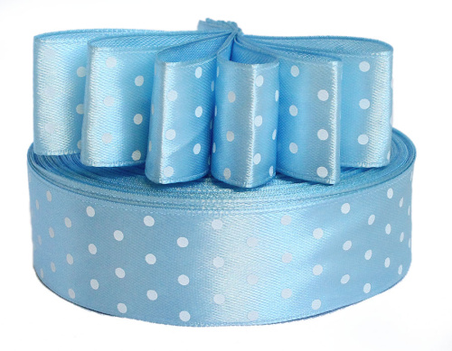  Лента атласная "горох" 25мм (намотка 36 ярдов = 32,9 метров) цв. 3105 (белый горох)  ТриКатушки