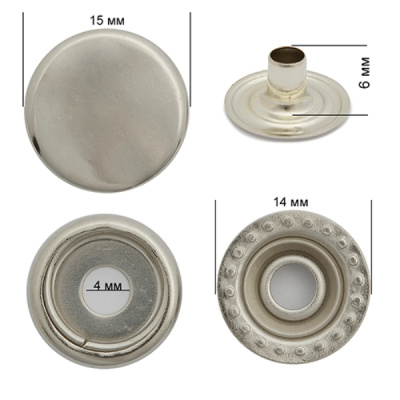  Кнопка Нержавеющие №61 15 мм Цв. Никель(уп.720шт),New Star  ТриКатушки