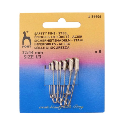  84406 Булавки английские 32-44мм, сталь, 8шт PONY  ТриКатушки