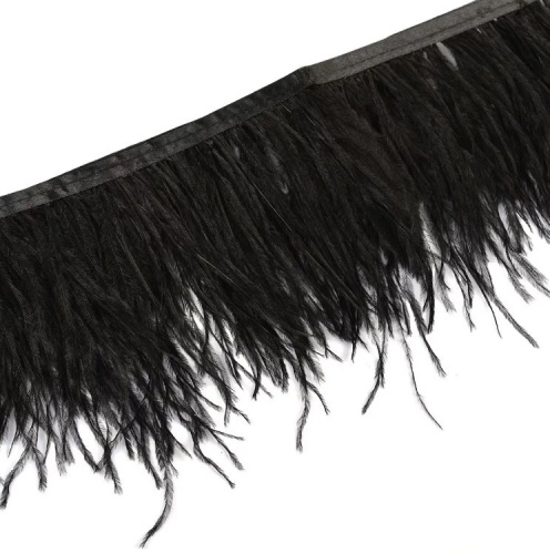  Перья на ленте цв. чёрный/10м  ТриКатушки