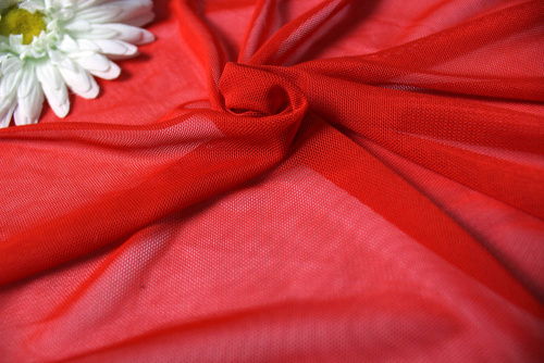  Сетка стрейч ш.150 ,пл.130,100%ПЭ арт.5000 цв.101 красный  ТриКатушки