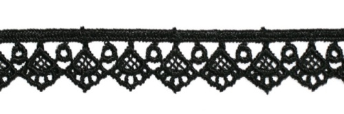  1061 черный Кружево вязанное 17мм (упаковка 15 ярдов = 13,7 метра)  ТриКатушки
