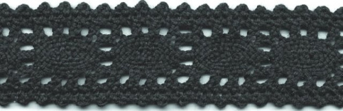  0018F черный кружево вязанное 32мм (намотка 20 ярдов = 18,3 метров)  ТриКатушки