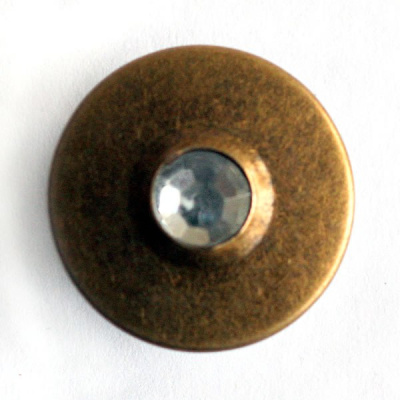  Розн. уп. Пуговицы джинсовые 17мм, 755-G со стразой цв.Антик (50 шт.)  ТриКатушки