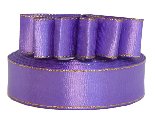  Лента атласная с металлизированной кромкой 25мм (намотка 36 ярдов) цв. 3119  ТриКатушки