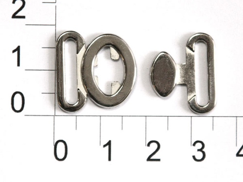  038R никель 15мм Застежки металл для купальников (упаковка 100 штук)  ТриКатушки