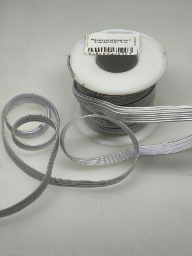  Резинка (продёжка) тип F 8 мм белая (уп.10 м) на катушке   ТриКатушки