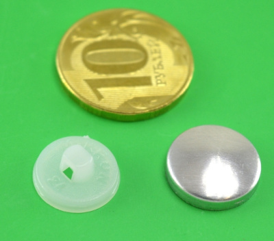  Заготовка для обтяжки пуговиц №24 (15мм) пластик цв. белый (уп 500шт)  ТриКатушки