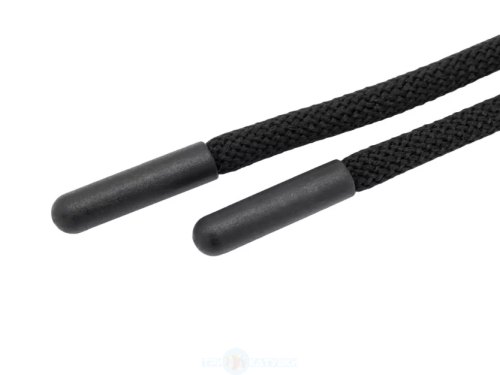  Шнурок круглый 6мм (пласт.наконеч.) 90см (уп.100шт) чёрный 322  ТриКатушки