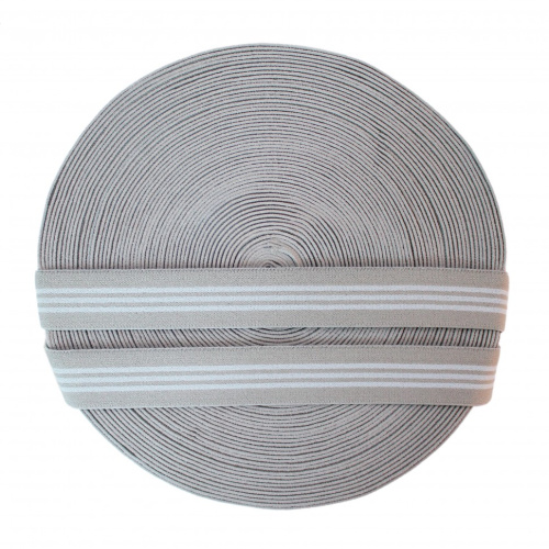  Резинка 84445 EkoflexТканая 30мм п/а "Полоски" (25м) цв. сер/св.сер  ТриКатушки