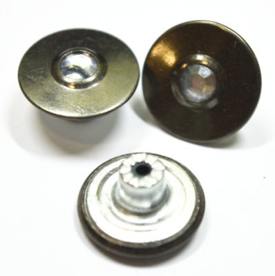  Розн. уп. Пуговицы джинсовые 17мм, 755-G со стразой цв.Чер.никель (20 шт.)  ТриКатушки