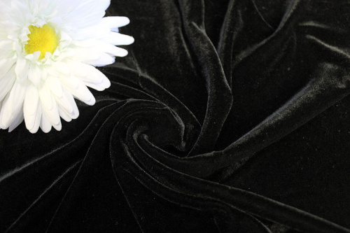  Ткань 3001 Бархат стрейч, ш.150см., №999 цв.черный  ТриКатушки