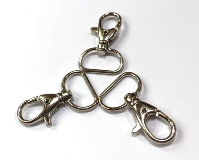  0034 Никель Карабин металлический 19*41,5мм (фас.10/ 100 штук)  ТриКатушки