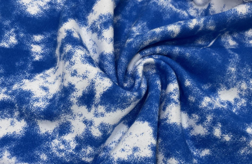  Ткань Футер 3-х нитка петельный c рисунком батик 320гр.кв.м, 80% Хб + 20% ПЭ, пенье, цв. Синий корал  ТриКатушки