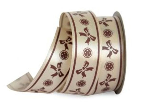  UT012-25-3009-139 Лента атласная с рисунком 25мм (рулон 20 ярдов = 18 метров)  ТриКатушки