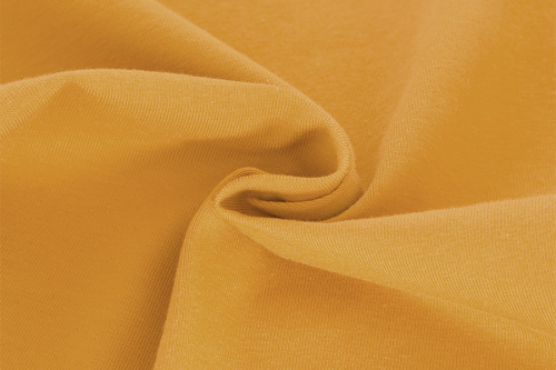 Ткань Кулирная гладь г/к с/л, 210гр.кв.м, 92% Хб + 8% лайкра, пенье, цв. Горчица  ТриКатушки