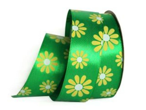  UT013-25-3042-white/014 Лента атласная с рисунком 25мм (рулон 20 ярдов = 18 метров)  ТриКатушки