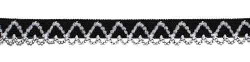  5369 черный/белый резинка бельевая 11мм (намотка 144 ярда = 131,7 метра)  ТриКатушки