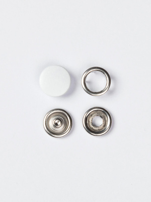  Кнопка (закрытая) 7,8 мм нержавейка , цв.Белый (уп.50 шт) ProKnopka  ТриКатушки