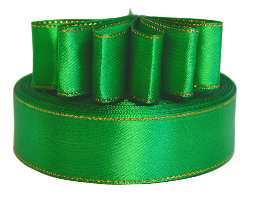  Лента атласная с металлизированной кромкой 25мм (намотка 36 ярдов) цв. 3042  ТриКатушки
