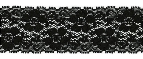  1163 черный кружево-стрейч 55мм (намотка 27,4 метров)  ТриКатушки