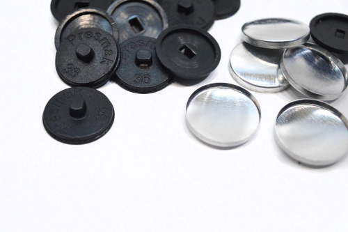  Заготовка для обтяжки пуговиц (уп.100шт) №36 (23мм) пластик цв. черный  ТриКатушки