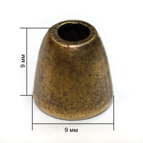  16646К антик концевик металл h=09мм (упаковка 500 штук)  ТриКатушки