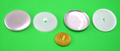  Заготовка для обтяжки пуговиц №60 (38 мм) пластик цв.Белые (уп 100шт)  ТриКатушки