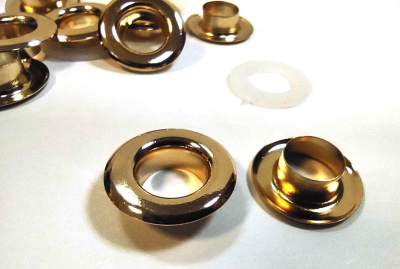  Люверсы нерж. LUX в блистере с пластиковым кольцом №24 (9 мм) Золото (уп 48 шт) "Proknopka"  ТриКатушки