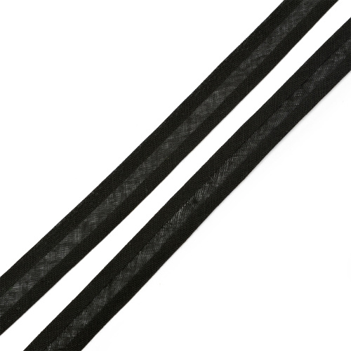  Косая бейка 100% хб 15мм (уп.144 ярда/131,6м) черная  ТриКатушки