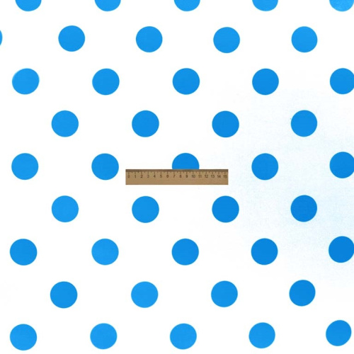  Ткань Кашибо горох 4,2см белый/голубой арт. 5053  ТриКатушки