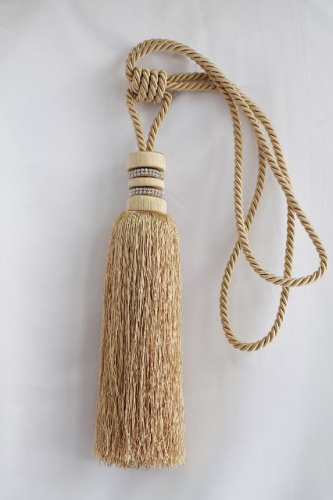  DB-02576 -gold кисть шторная со стразами цв.золото ( высота от основания 30см, со шнуром 75см )  ТриКатушки