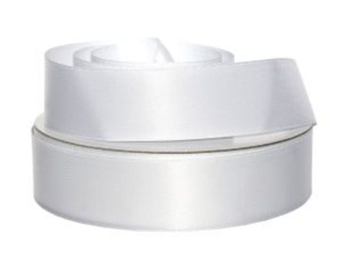  БЕЛЫЙ 25мм Лента атласная ДВУХСТОРОННЯЯ (рулон 36 ярдов = 32,9 метров)  ТриКатушки