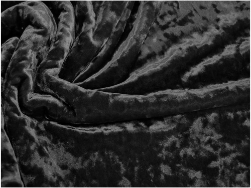  Ткань SPT-280 Бархат стрейч крэш (Корея) цв. черный  ТриКатушки