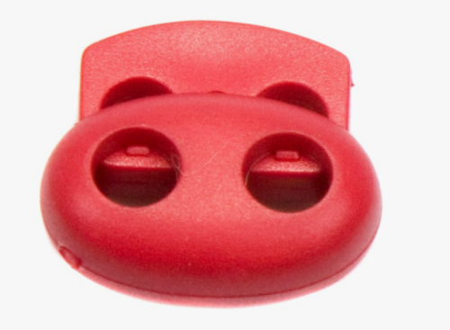  Фиксатор для шнура 2 отверстия Овал 103-М (27002-СМ) цв.Красный (уп.50/250/1000 шт)  ТриКатушки