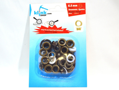  Люверсы в блистере НЕРЖ. №5 8,5мм цв. Антик (уп.20 компл.) + Ручной установщик  ТриКатушки