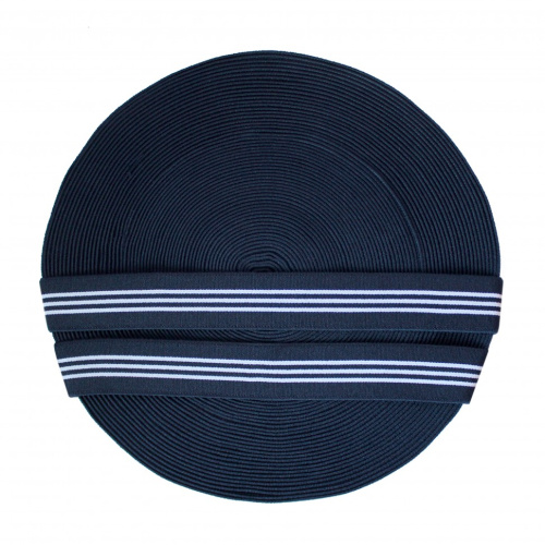  Резинка 86591 EkoflexТканая 30мм п/а "Полоски" (25м) цв. т.син/бел  ТриКатушки