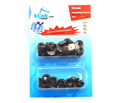  Кнопка в блистере арт.808 НЕРЖ. №61 15мм цв. Оксид (уп.15 компл.) + Ручной установщик  ТриКатушки