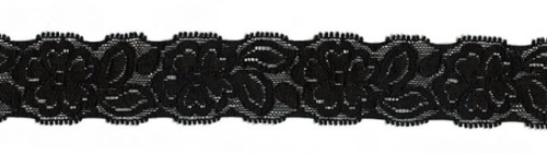  1394 черный кружево-стрейч 30мм (намотка 27,4 метров)  ТриКатушки