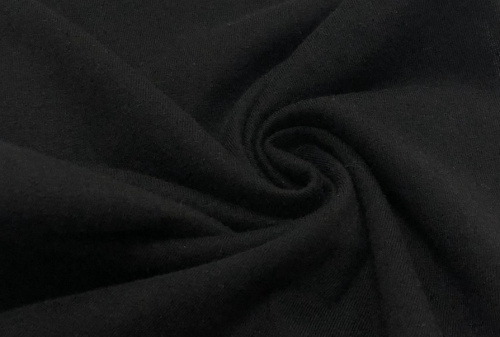  Ткань Кулирная гладь г/к с/л, 185гр.кв.м, 92% Хб + 8% лайкра, пенье, цв. Черный IS  ТриКатушки