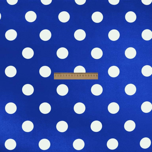  Ткань Кашибо горох 4,2см электрик/белый арт. 5053  ТриКатушки