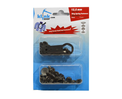  Кнопка в блистере арт.707 НЕРЖ. №61 мини 12,5мм цв. Оксид (уп.15 компл.) + Ручной установщик  ТриКатушки