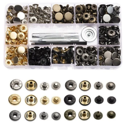  Набор фурнитуры для одежды №3 (кнопки альфа + ручной установщик)  ТриКатушки