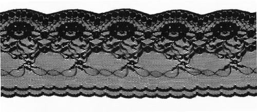  387 черный кружево-капрон 75мм (намотка 27,4 метров)  ТриКатушки