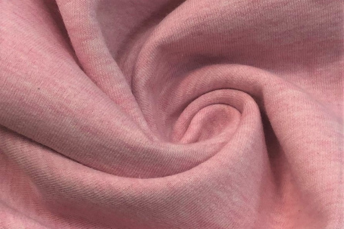  Ткань Футер 3-х нитка г/к петельный 320гр.кв.м, 70% Хб+30% ПЭ (меланж), пенье, цв. Св.розовый меланж  ТриКатушки